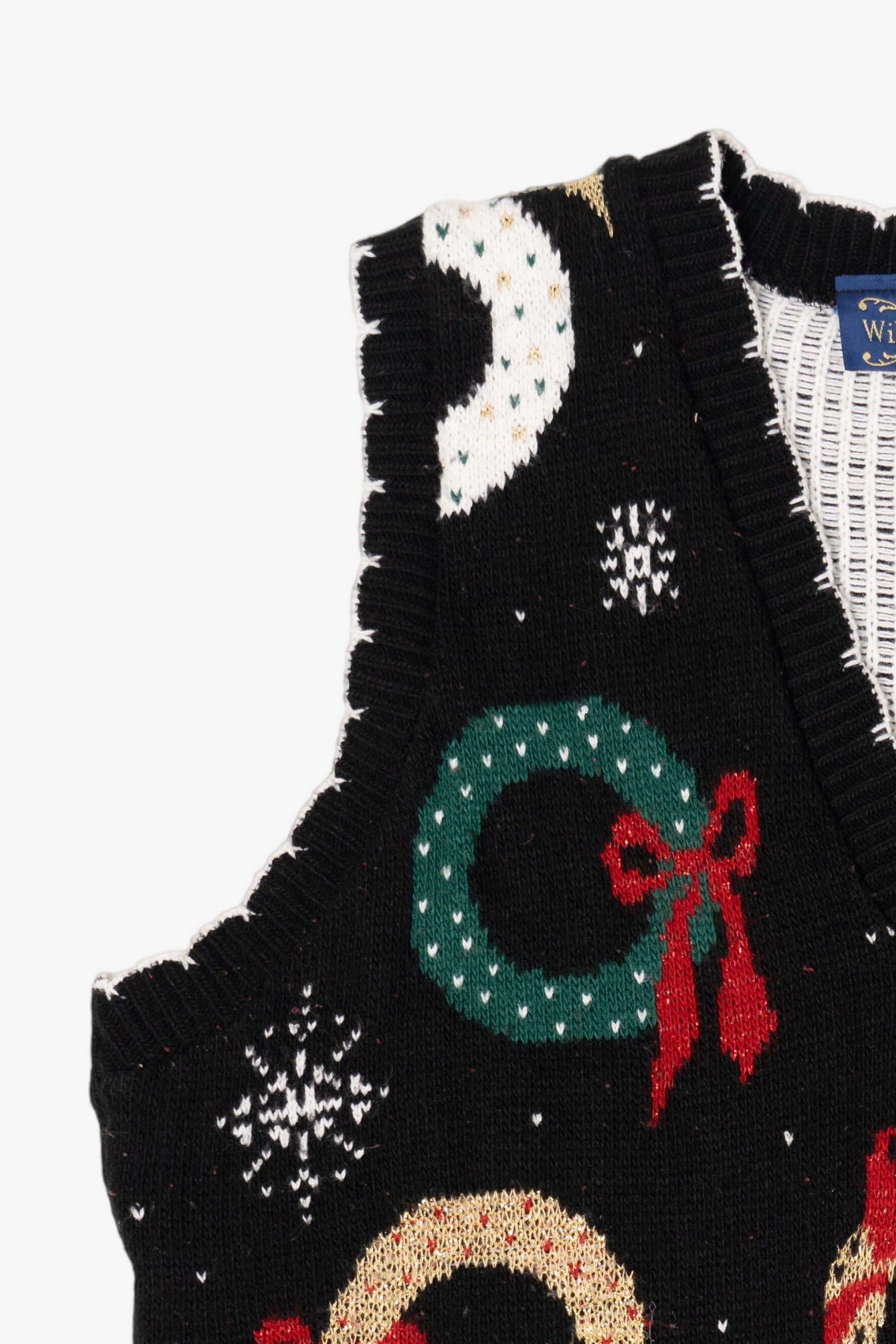 Vintage Black Willow Ridge Wreaths Ugly Christmas Vest (1990s)