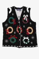 Vintage Black Willow Ridge Wreaths Ugly Christmas Vest (1990s)