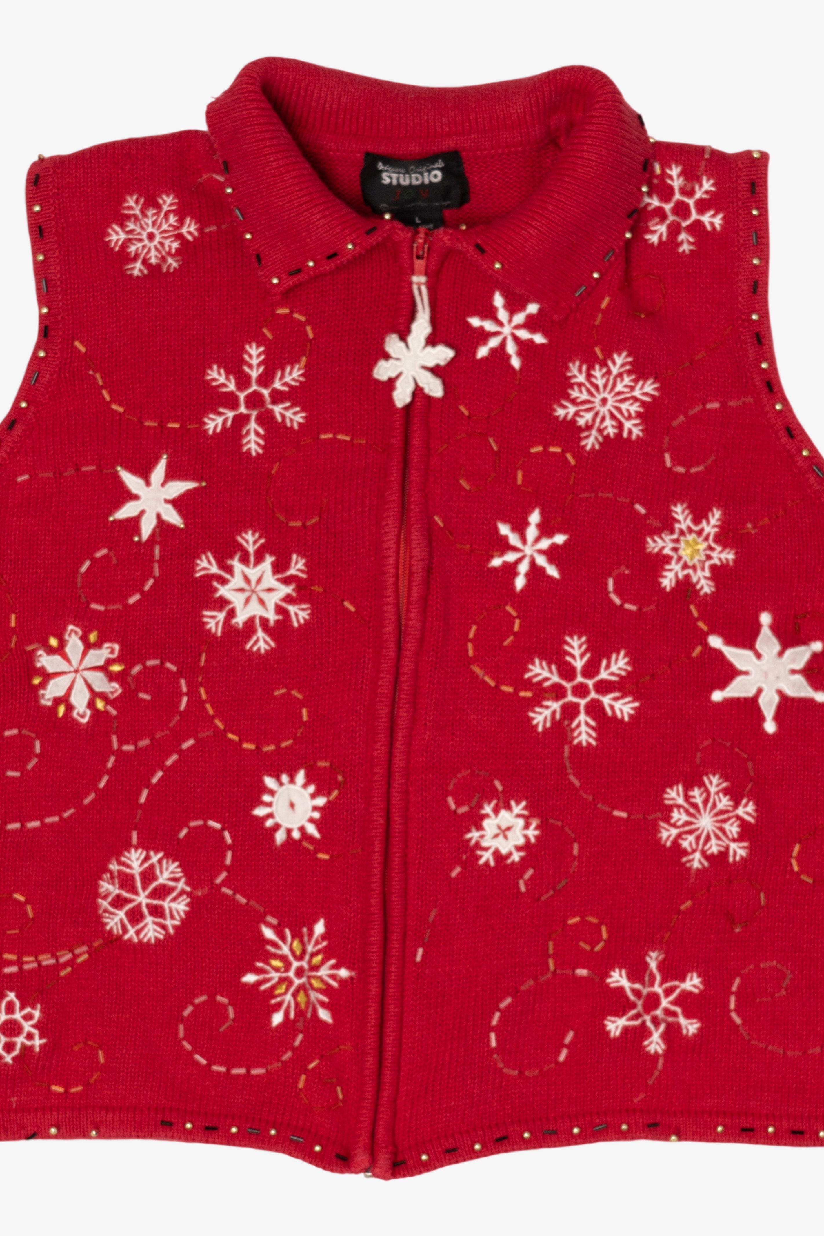Vintage Red Studio Joy Snowflakes Ugly Christmas Vest (1990s)