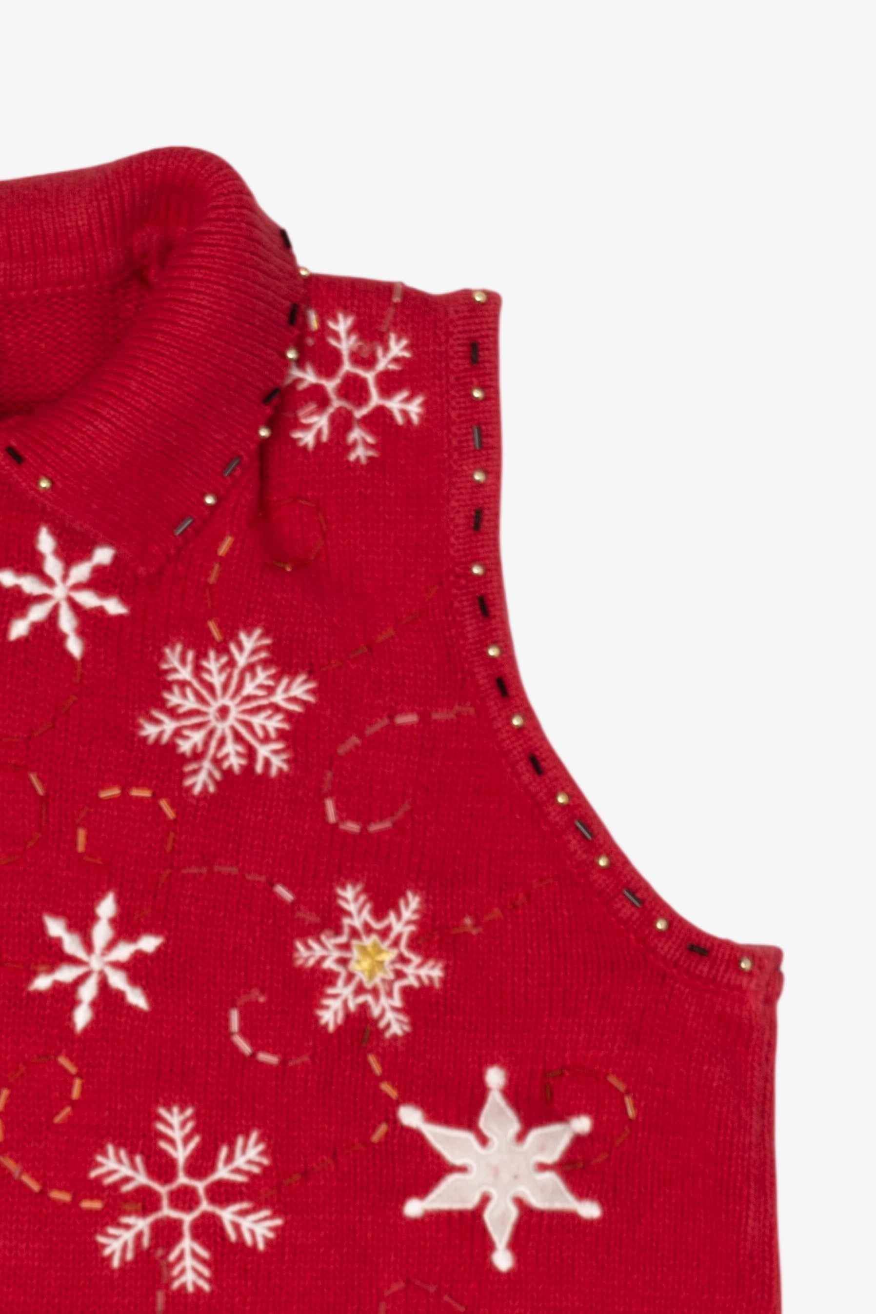 Vintage Red Studio Joy Snowflakes Ugly Christmas Vest (1990s)