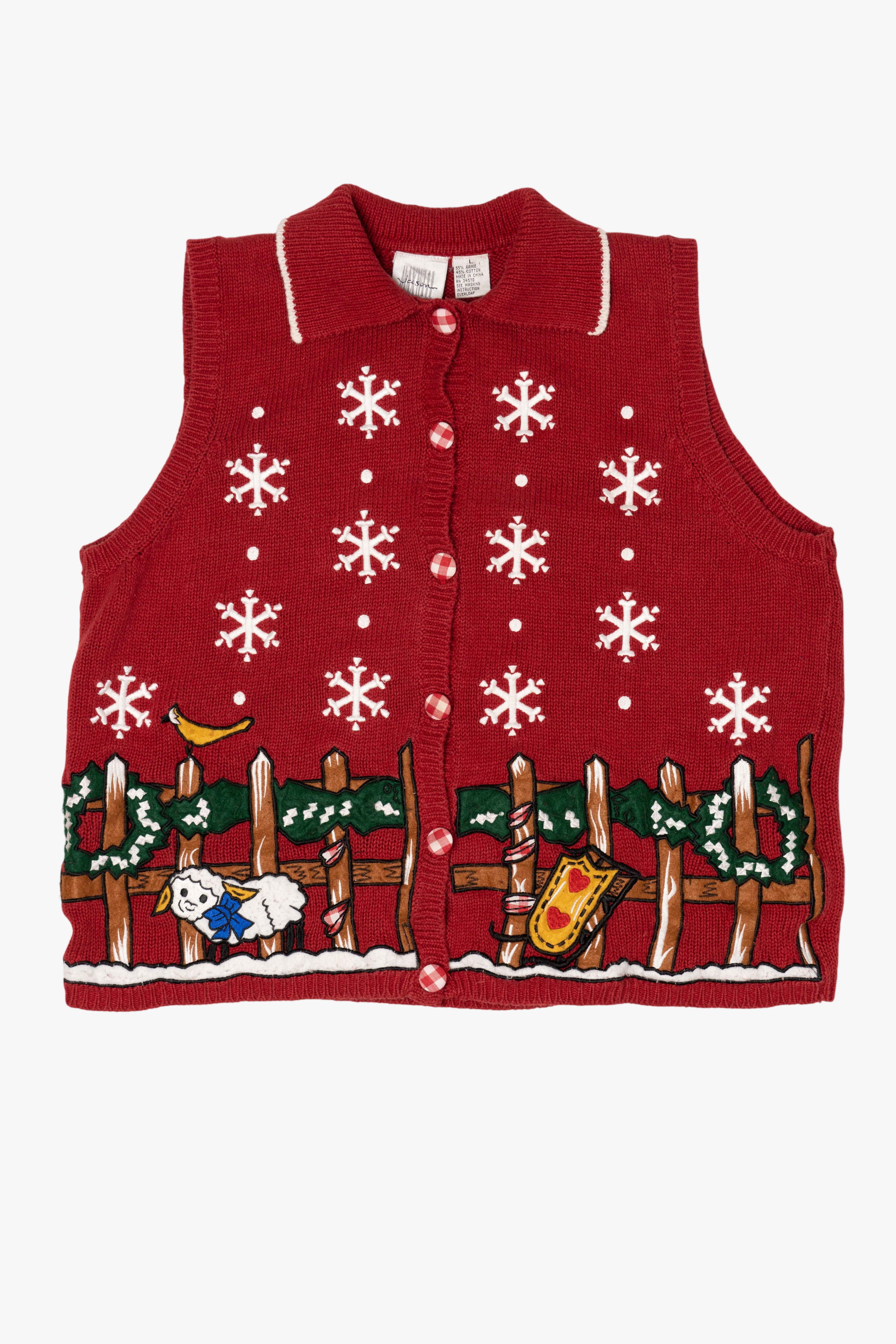 Vintage Red Jason Maxwell Lamb Ugly Christmas Vest (1990s)