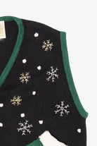 Vintage Black Bobbie Brooks Bears Pocket Mittens Ugly Christmas Vest (1990s)