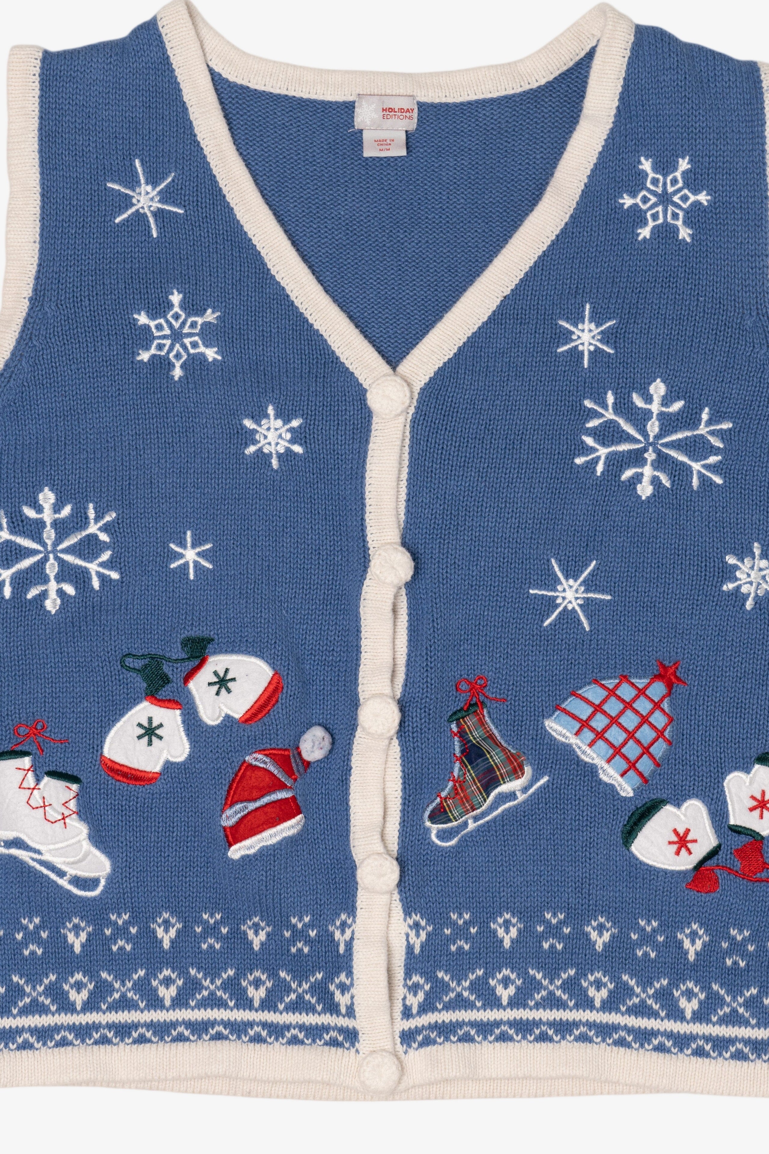 Vintage Blue Holiday Editions Winter Clothes Ugly Christmas Vest (2000s)