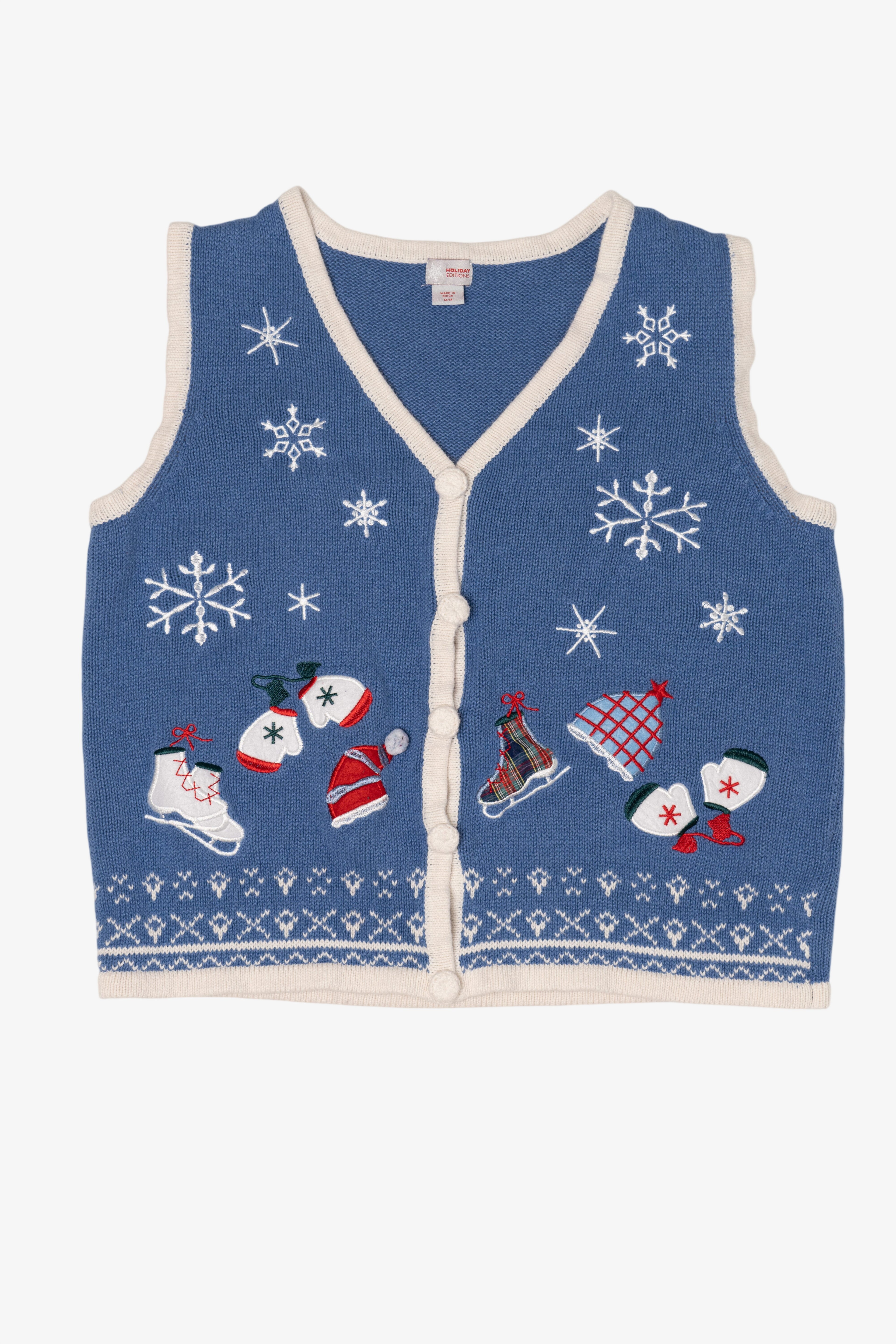 Vintage Blue Holiday Editions Winter Clothes Ugly Christmas Vest (2000s)