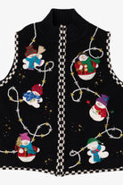 Vintage Black Segue Snowmen Ugly Christmas Vest (1990s)