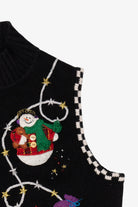 Vintage Black Segue Snowmen Ugly Christmas Vest (1990s)