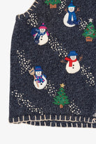 Vintage Blue Sun Li Joy Snowmen Ugly Christmas Vest (1990s)