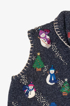 Vintage Blue Sun Li Joy Snowmen Ugly Christmas Vest (1990s)