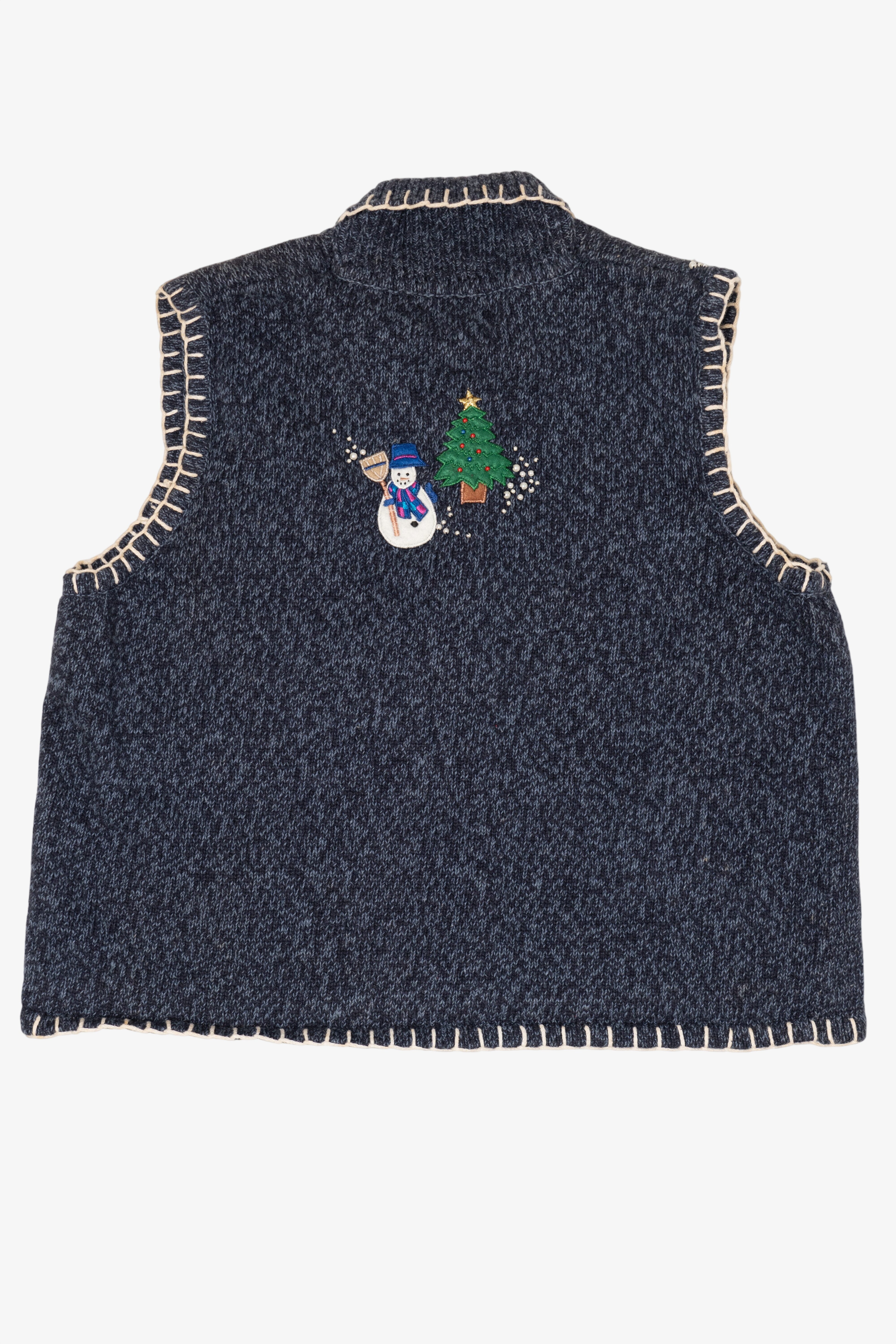 Vintage Blue Sun Li Joy Snowmen Ugly Christmas Vest (1990s)