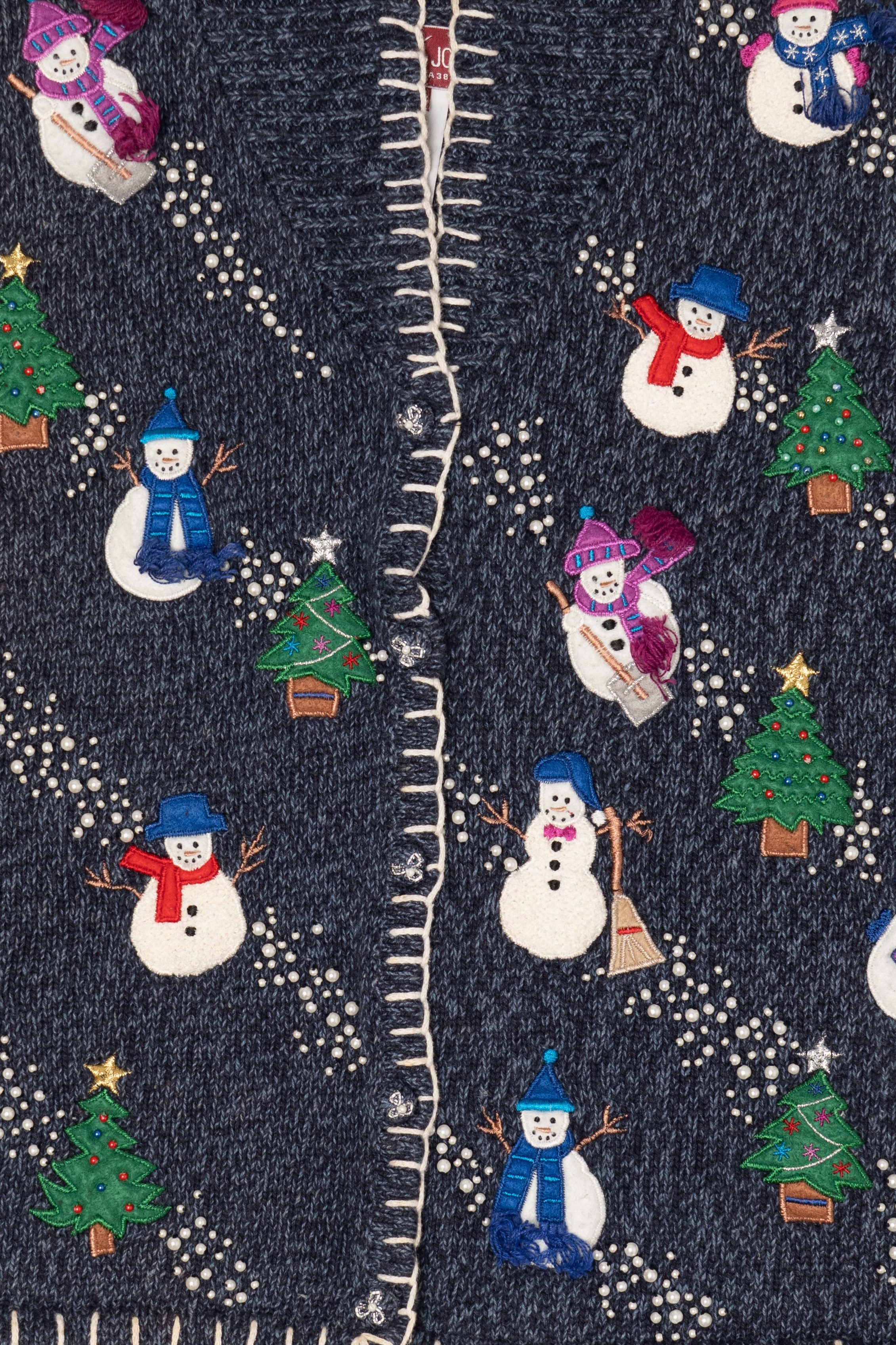Vintage Blue Sun Li Joy Snowmen Ugly Christmas Vest (1990s)