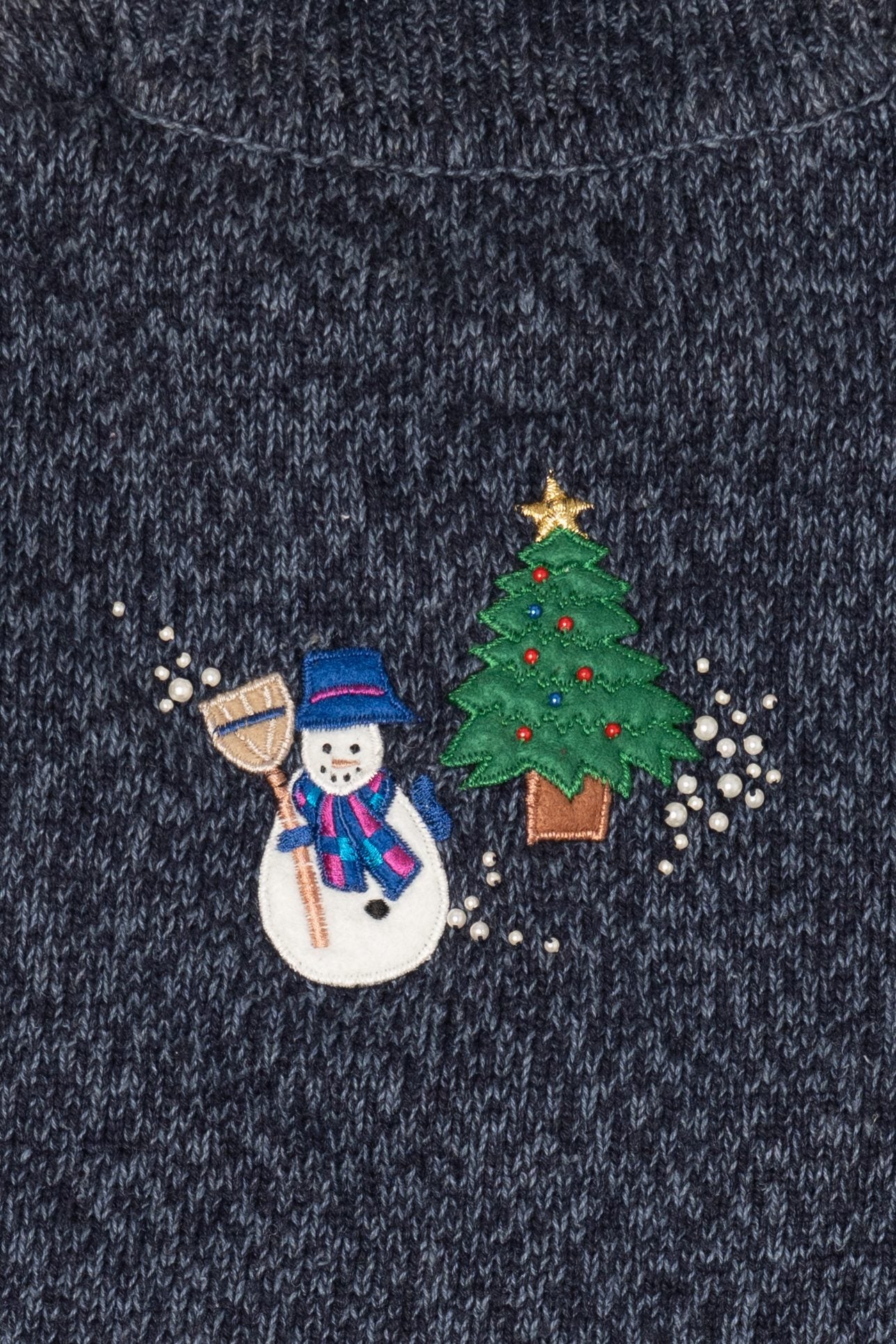 Vintage Blue Sun Li Joy Snowmen Ugly Christmas Vest (1990s)