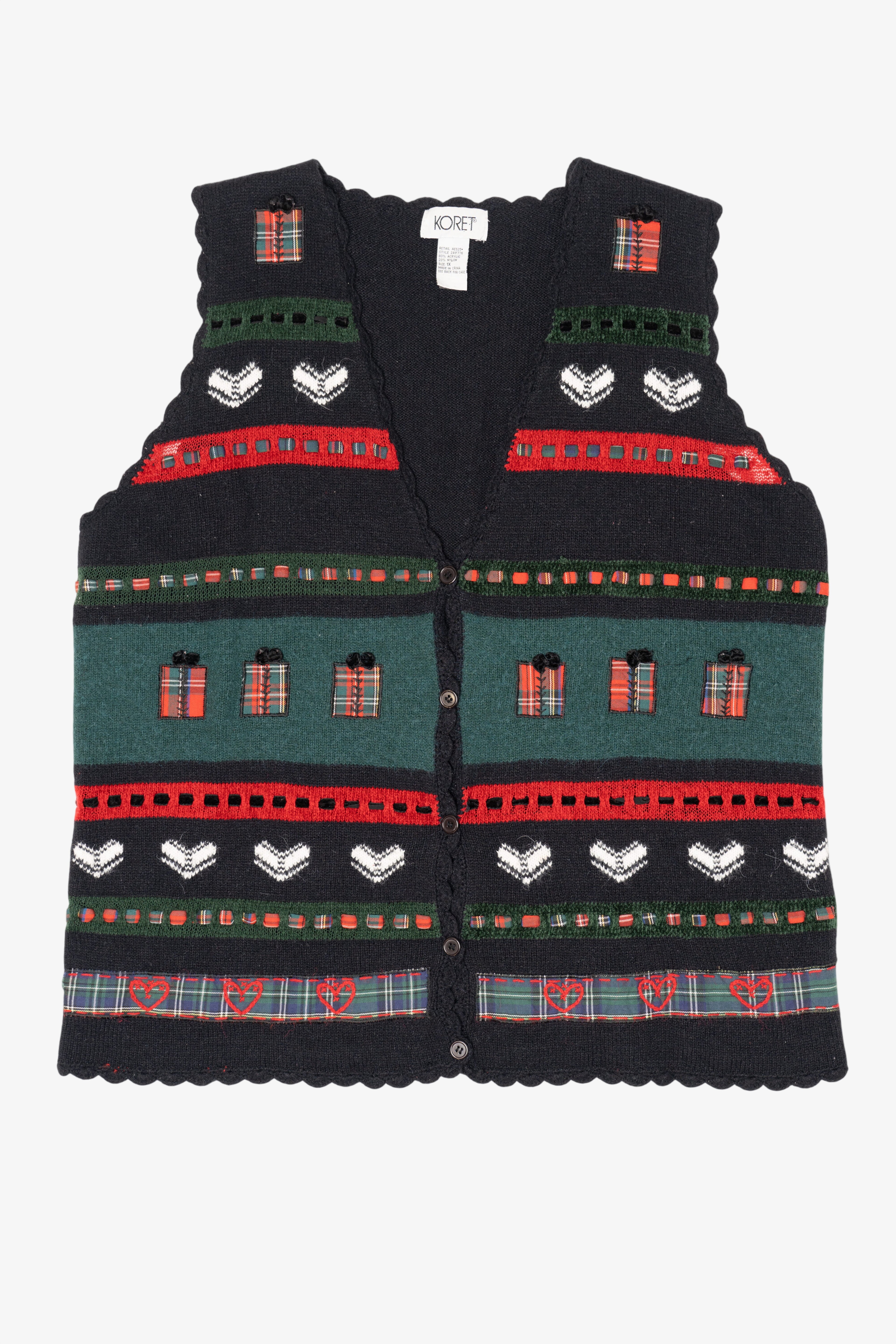 Vintage Charcoal Koret Presents Ugly Christmas Vest (1990s)