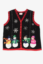Vintage Black Basic Editions Snowmen Ugly Christmas Vest (1990s)