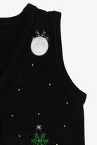 Vintage Black Reindeer Ugly Christmas Vest (2000s)