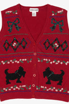 Vintage Red Alfred Dunner Dogs Ugly Christmas Vest (1990s)