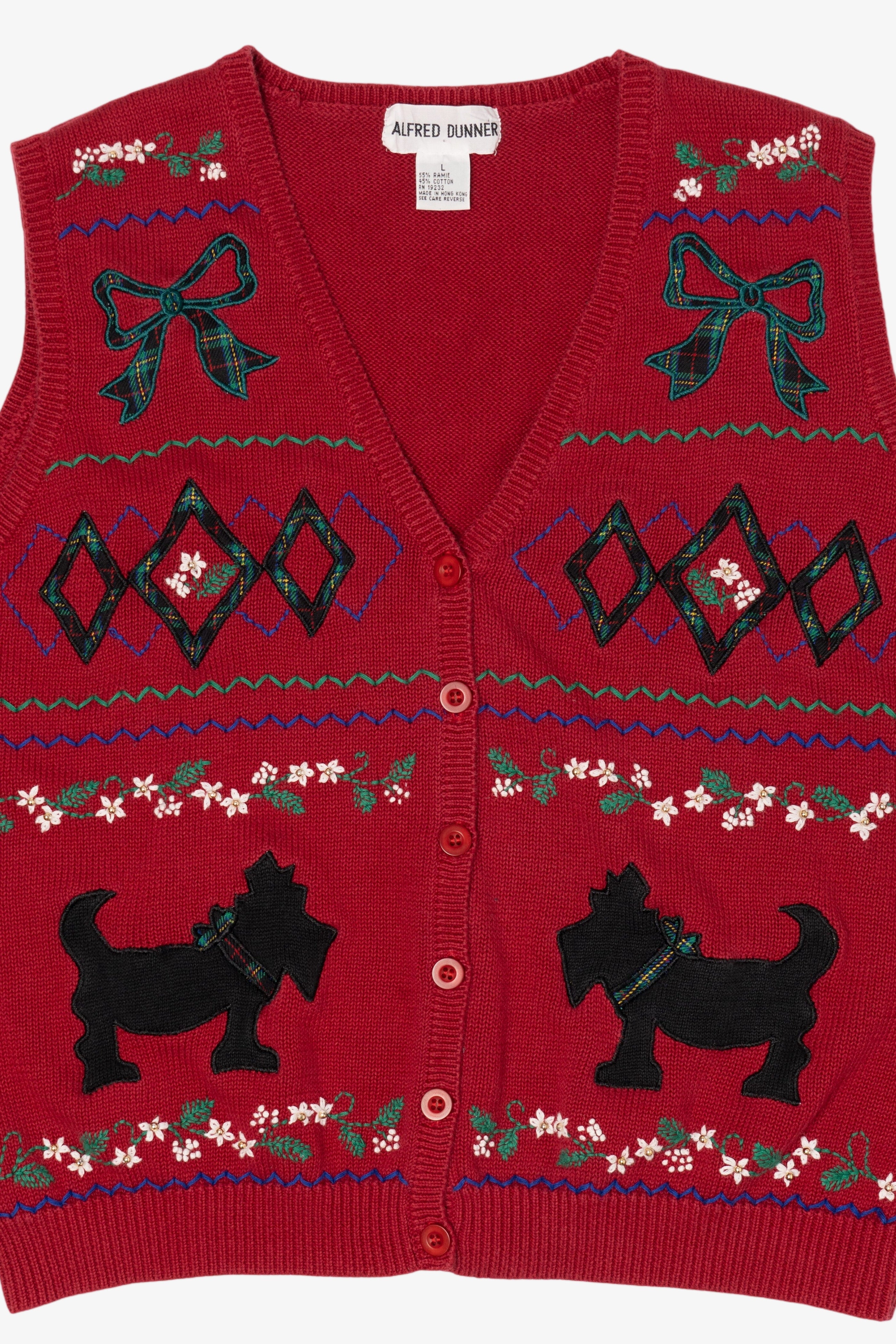 Vintage Red Alfred Dunner Dogs Ugly Christmas Vest (1990s)