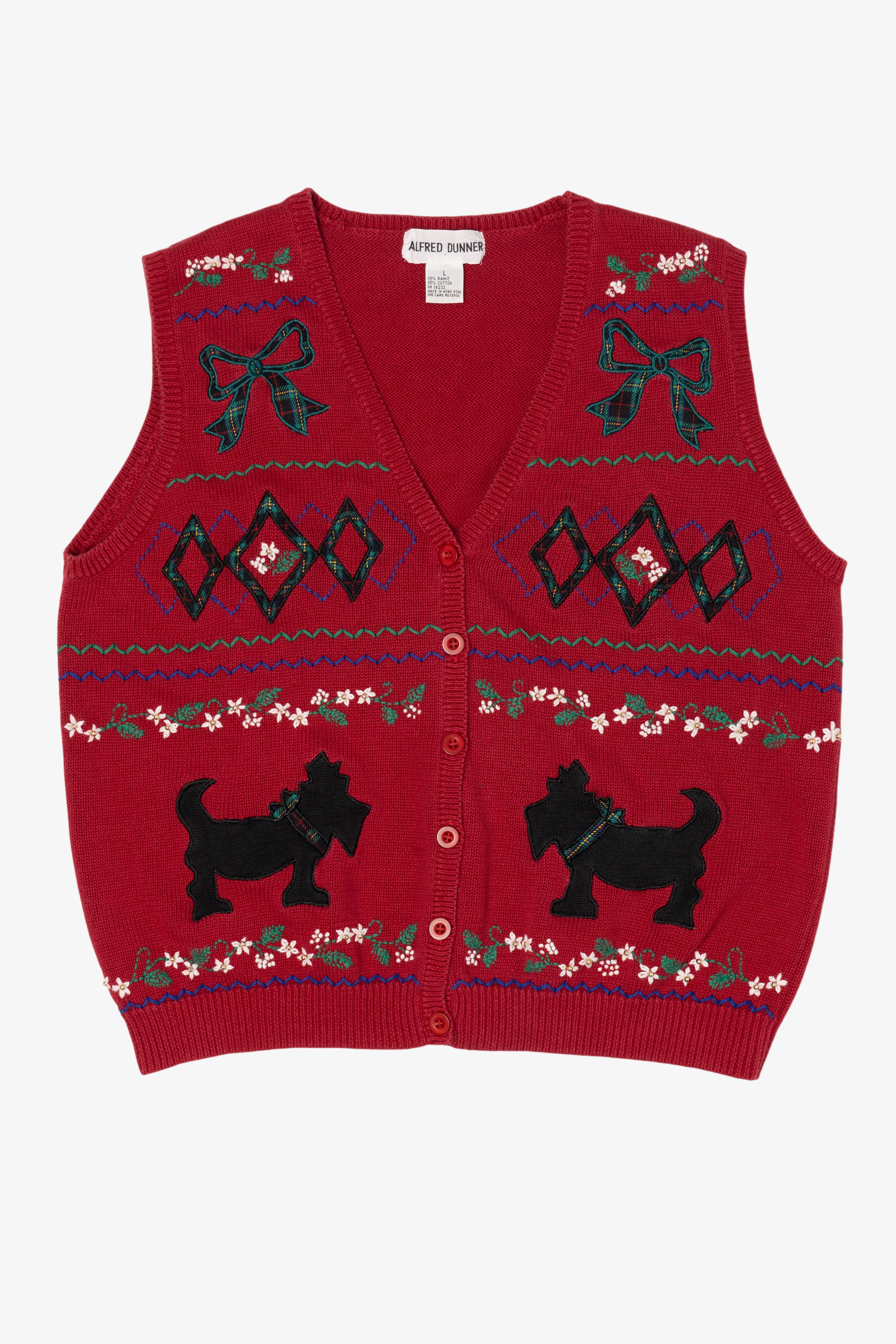Vintage Red Alfred Dunner Dogs Ugly Christmas Vest (1990s)