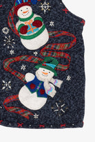 Vintage Blue Hampshire Studio Snowmen Ugly Christmas Vest (1990s)