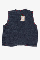 Vintage Blue Hampshire Studio Snowmen Ugly Christmas Vest (1990s)
