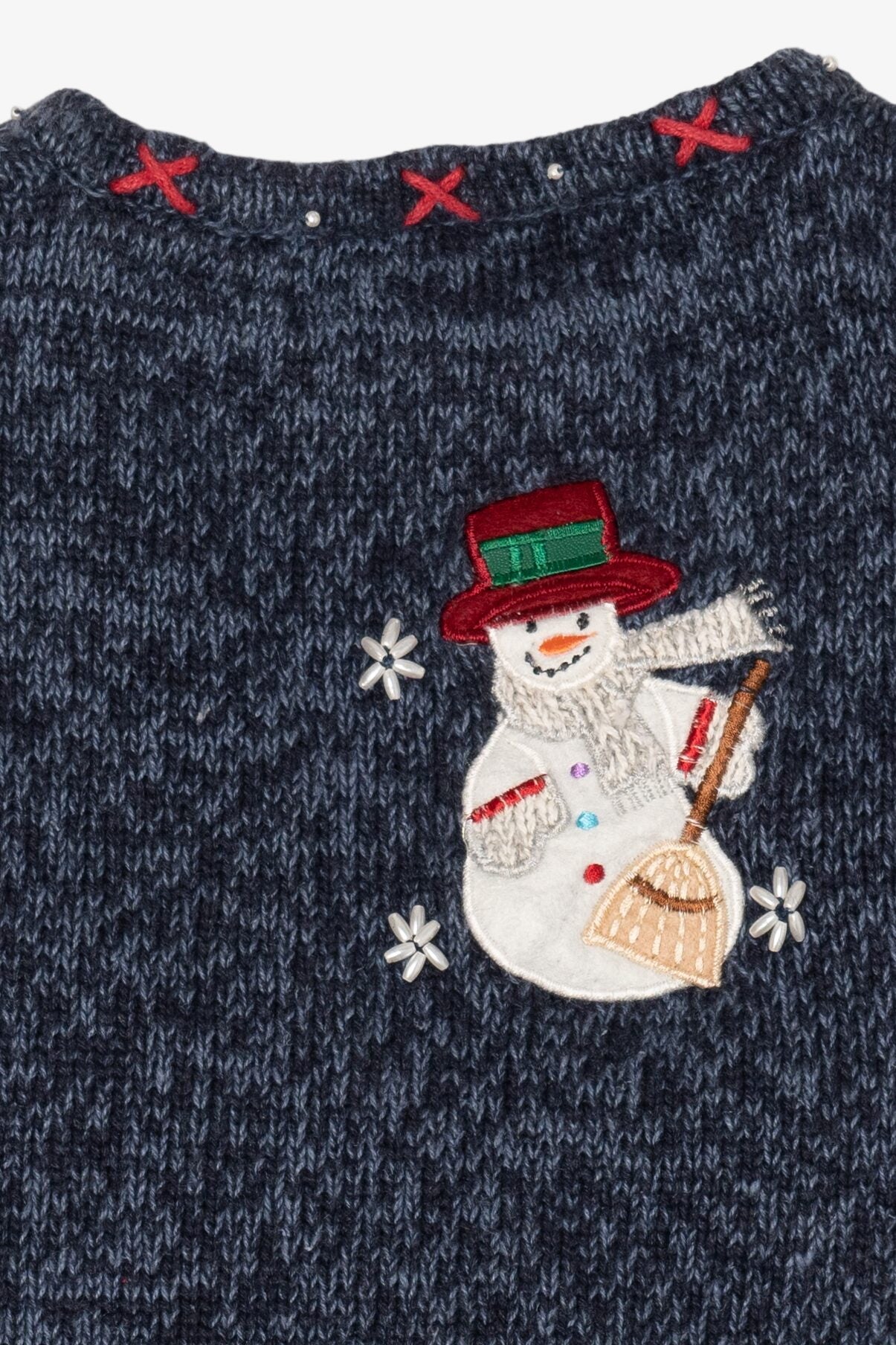 Vintage Blue Hampshire Studio Snowmen Ugly Christmas Vest (1990s)