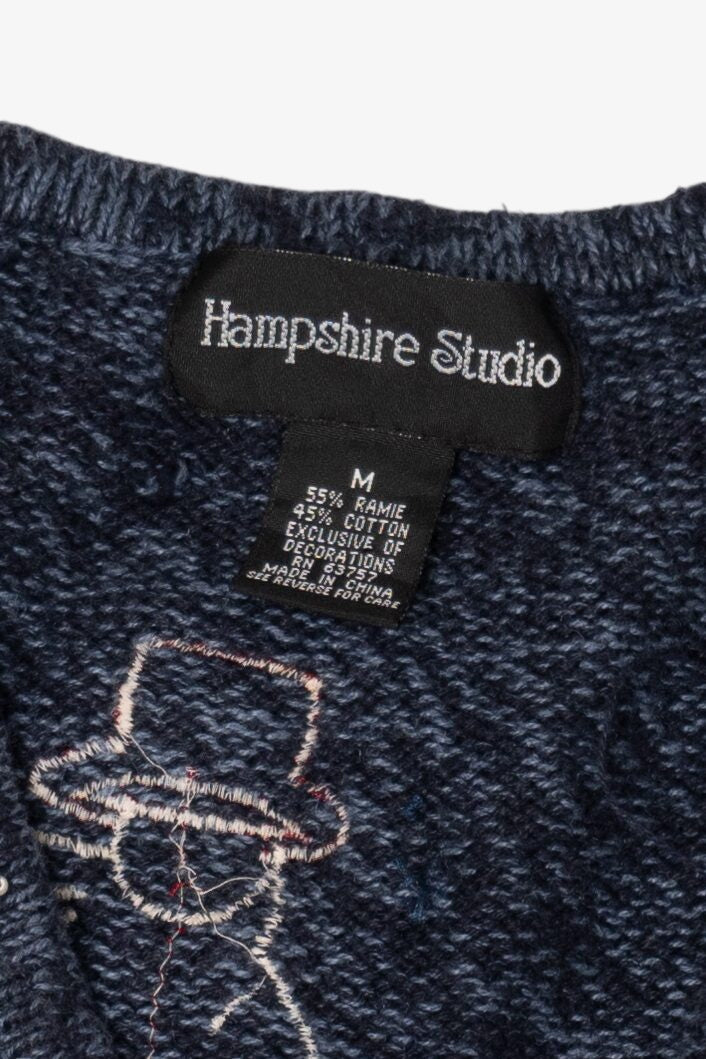 Vintage Blue Hampshire Studio Snowmen Ugly Christmas Vest (1990s)