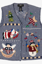 Vintage Blue Segue I Heart America Ugly Christmas Vest (1990s)