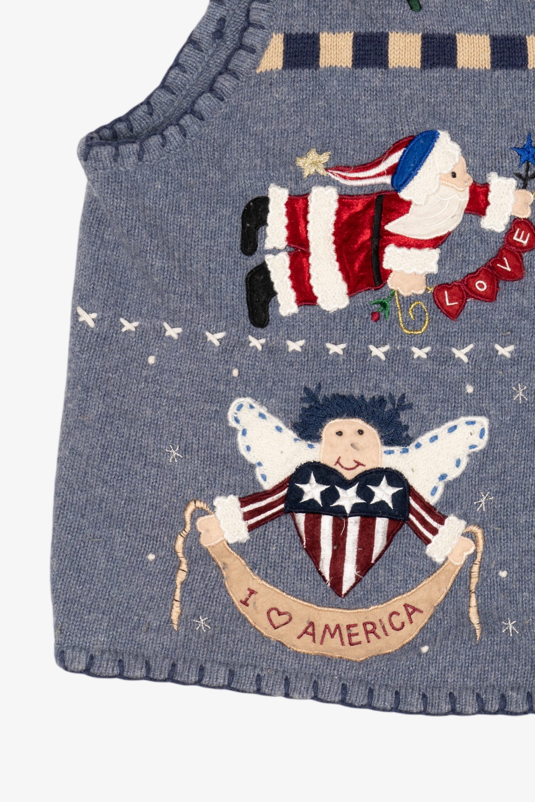 Vintage Blue Segue I Heart America Ugly Christmas Vest (1990s)