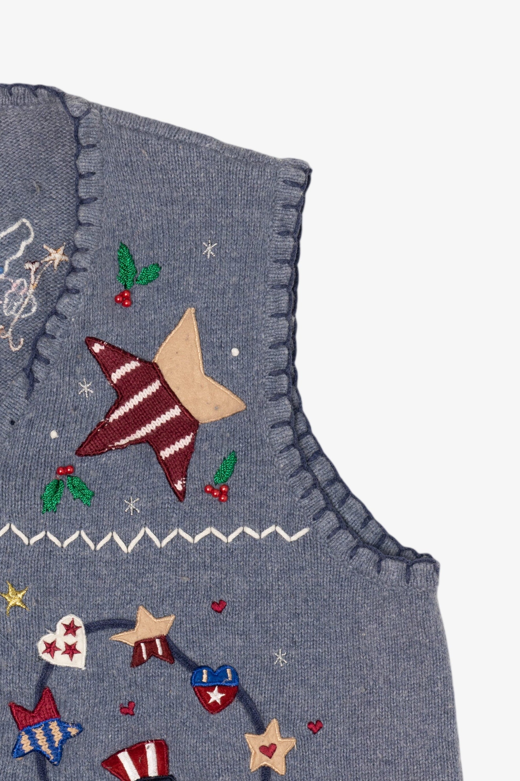 Vintage Blue Segue I Heart America Ugly Christmas Vest (1990s)