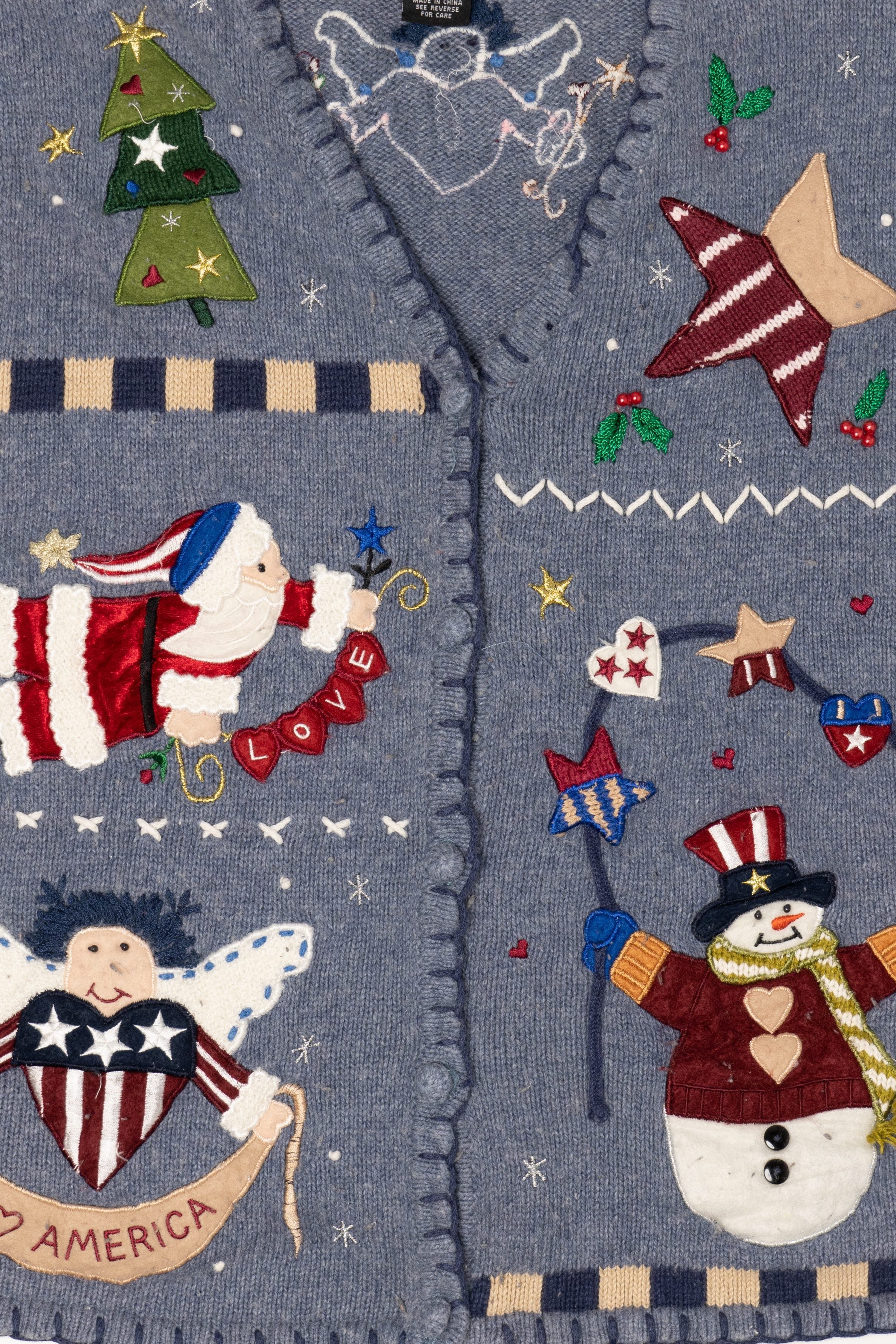 Vintage Blue Segue I Heart America Ugly Christmas Vest (1990s)