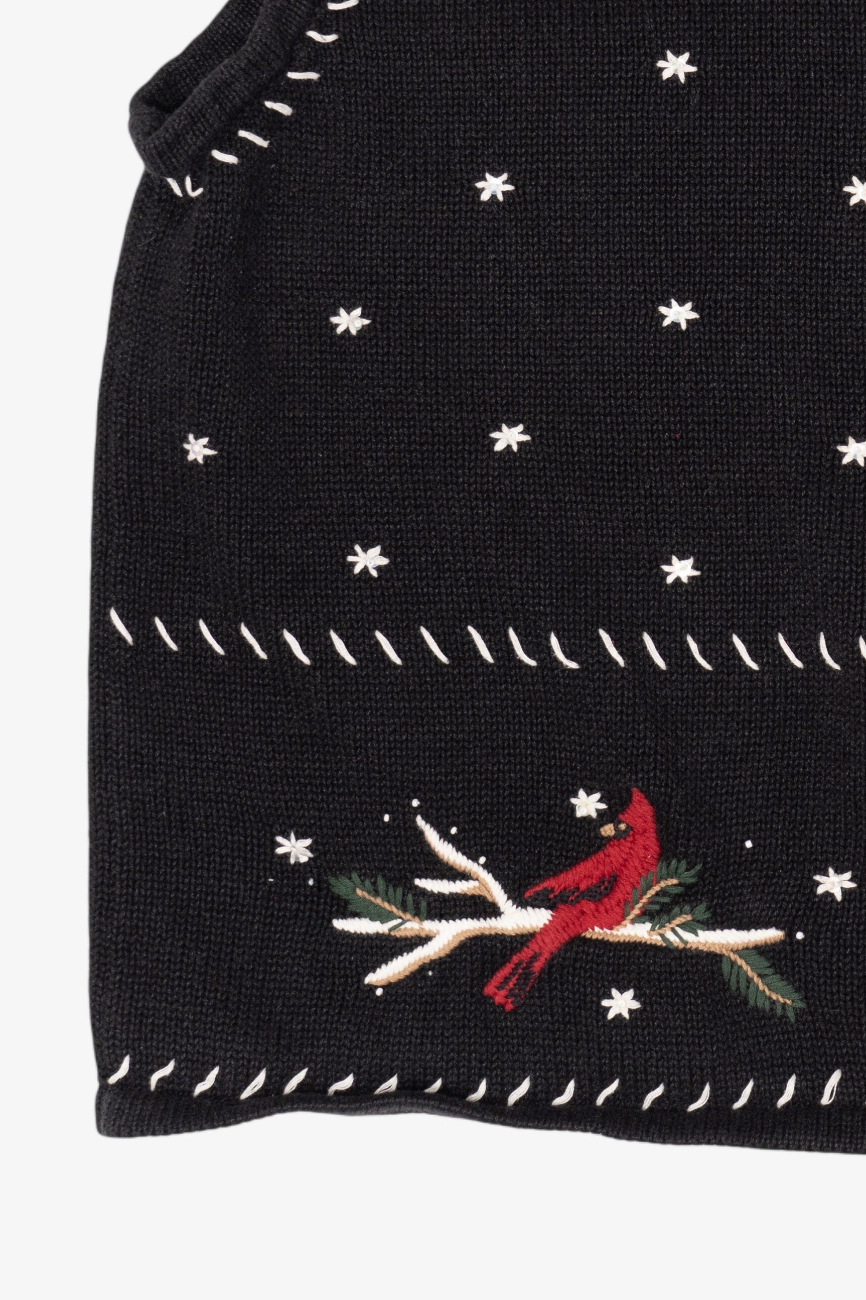 Vintage Hand Embroidered Black Christopher & Banks Ugly Christmas Vest (1990s)