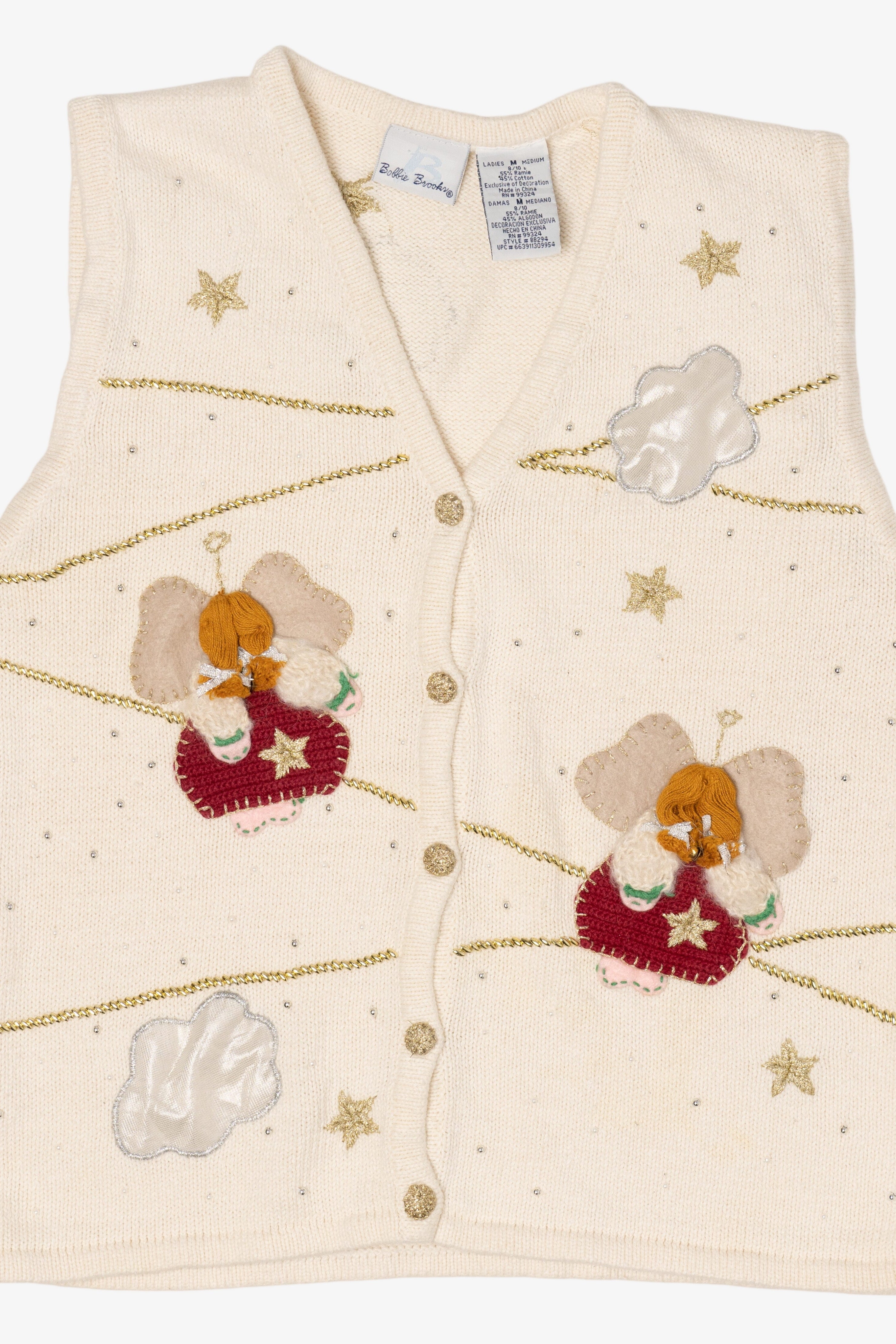 Vintage White Bobbie Brooks Angels Ugly Christmas Vest (1990s)