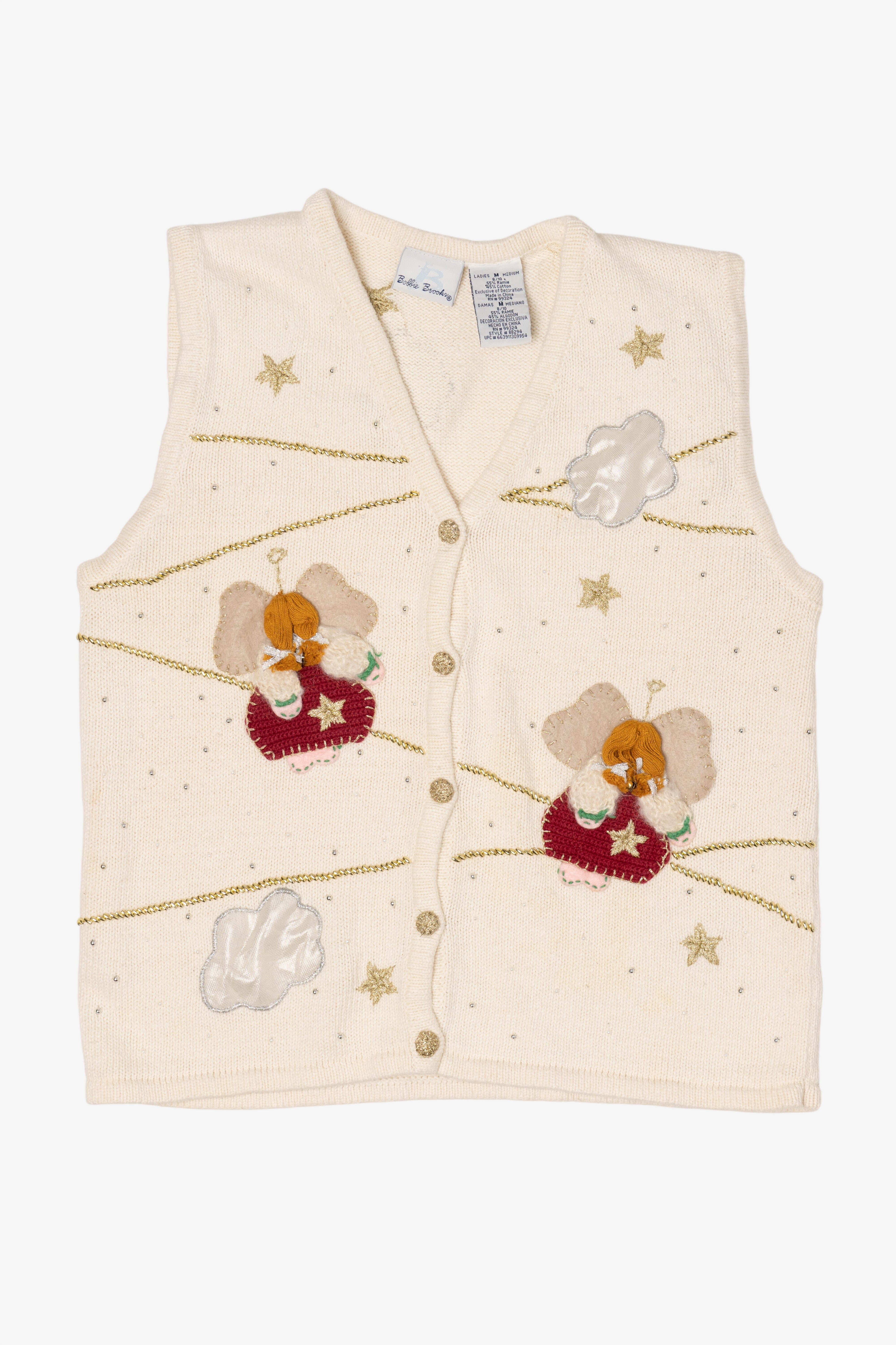 Vintage White Bobbie Brooks Angels Ugly Christmas Vest (1990s)