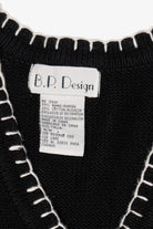 Vintage Black B.P Design Winter Clothes Ugly Christmas Vest (1990s)
