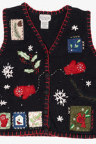 Vintage Black Basic Editions Ugly Christmas Vest (1990s)