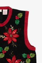 Vintage Black Inspire Poinsettias Ugly Christmas Vest (1990s)