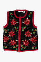 Vintage Black Inspire Poinsettias Ugly Christmas Vest (1990s)