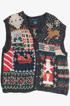 Vintage Eagle's Eye Santa & His Sleigh Ugly Christmas Vest (1990s)