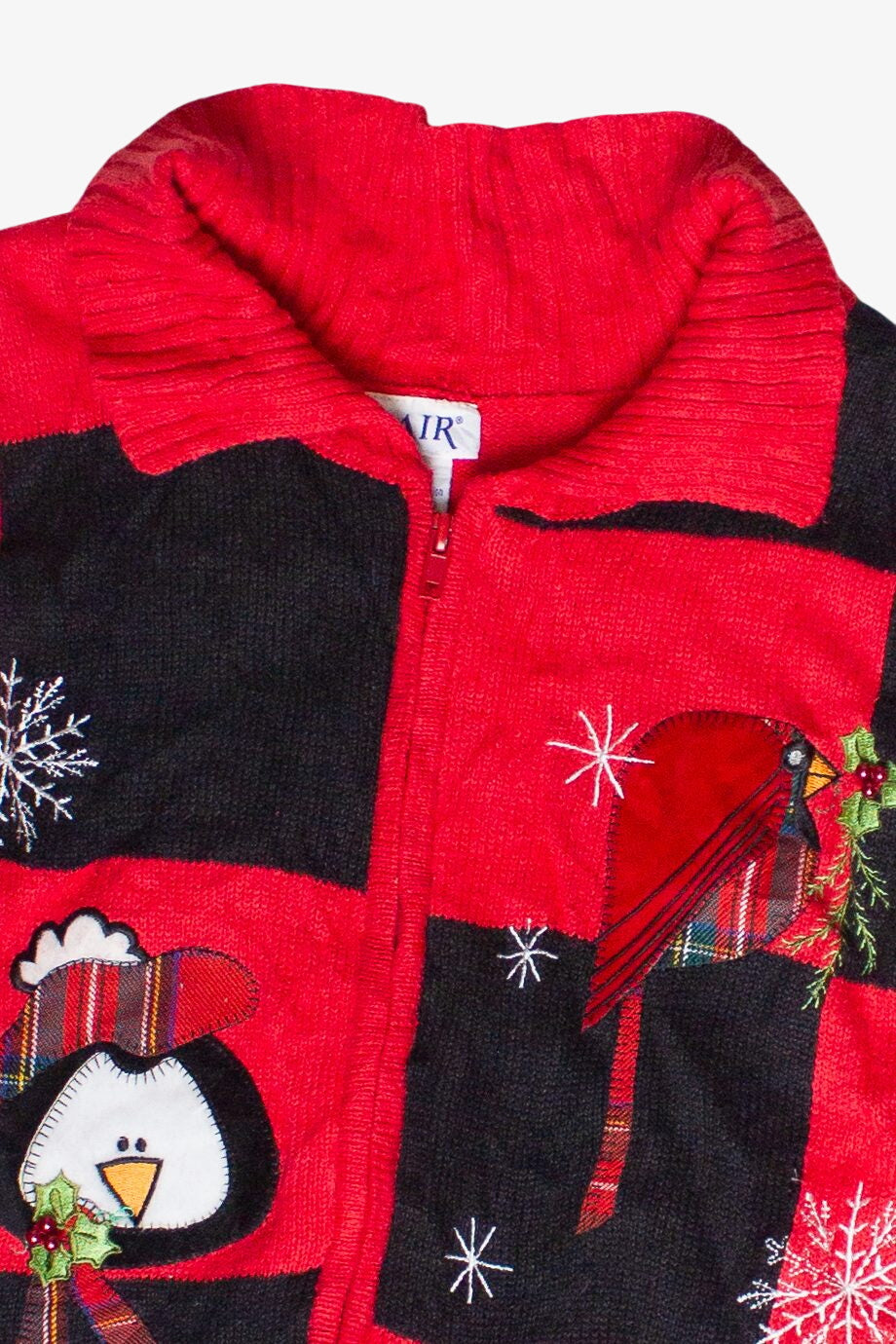 Vintage Checker Snowmen Zipper Ugly Christmas Vest (2000s)