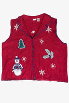 Vintage North Crest Snowman Embroidered Ugly Christmas Vest (2000s)