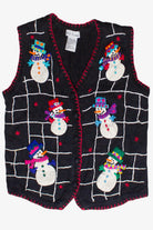 Vintage Embroidered Snowmen Ugly Christmas Vest (2000s)