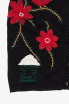 Vintage Black Capacity Cardinals And Poinsettias Ugly Christmas Vest (1990s)