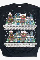 Vintage Snowy City Christmas On Main Street Ugly Christmas Sweatshirt (1980s)