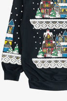 Vintage Snowy City Christmas On Main Street Ugly Christmas Sweatshirt (1980s)