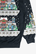 Vintage Snowy City Christmas On Main Street Ugly Christmas Sweatshirt (1980s)