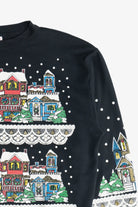 Vintage Snowy City Christmas On Main Street Ugly Christmas Sweatshirt (1980s)