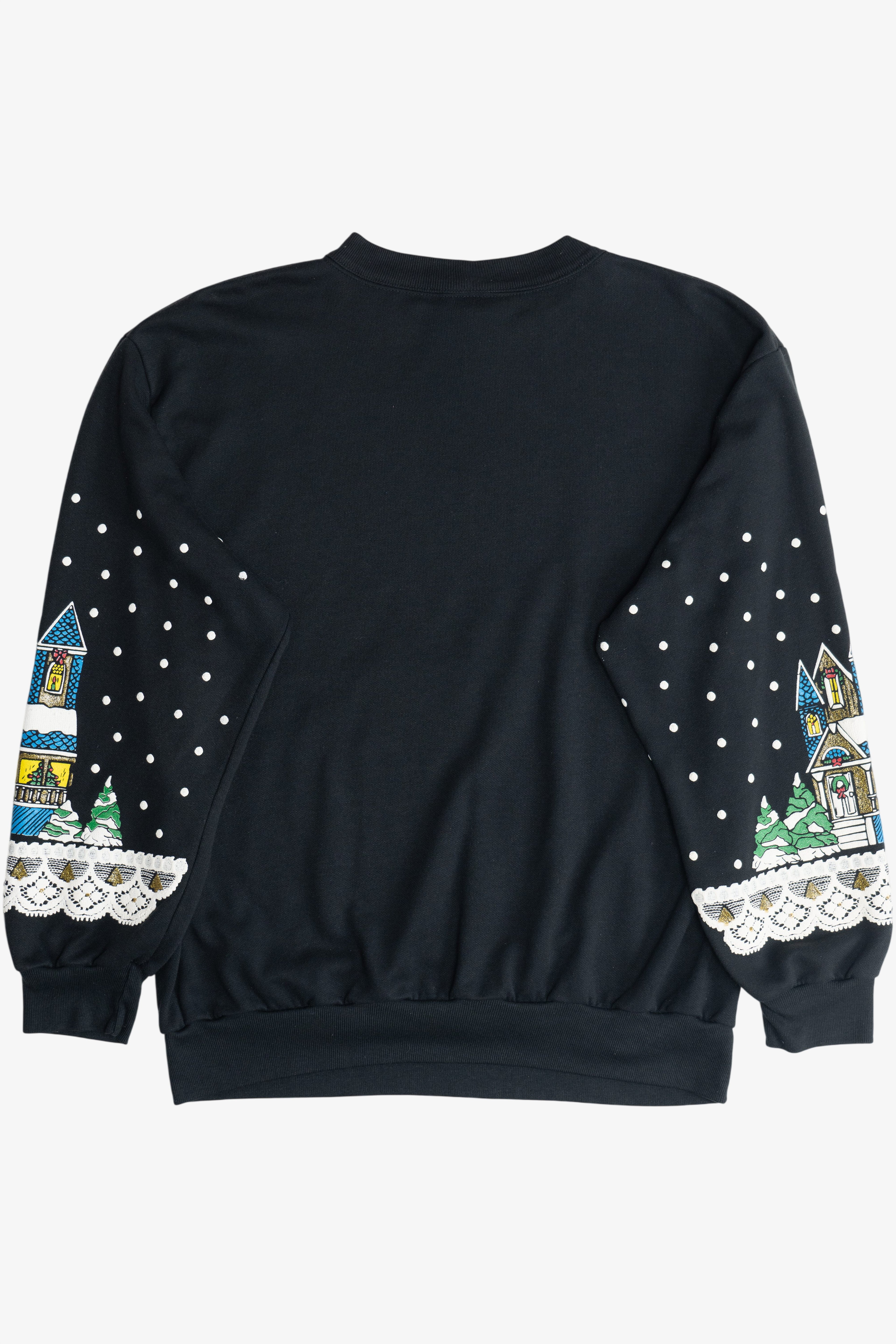 Vintage Snowy City Christmas On Main Street Ugly Christmas Sweatshirt (1980s)