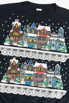Vintage Snowy City Christmas On Main Street Ugly Christmas Sweatshirt (1980s)