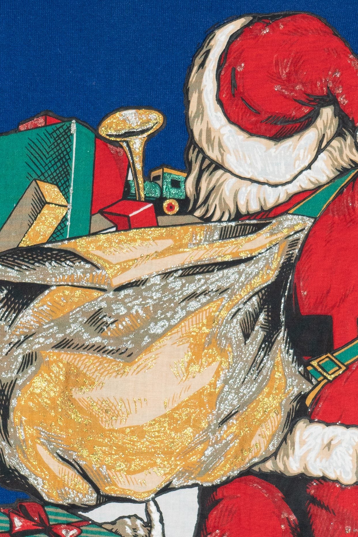 Vintage Waving Santa Giant Iron On Patch Puff Paint Detail Ugly Christmas Sweatshirt (1990s)