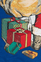 Vintage Waving Santa Giant Iron On Patch Puff Paint Detail Ugly Christmas Sweatshirt (1990s)