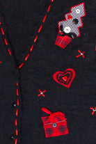 Vintage Koret Ribbon Button Patch Ugly Christmas Vest (1990s)